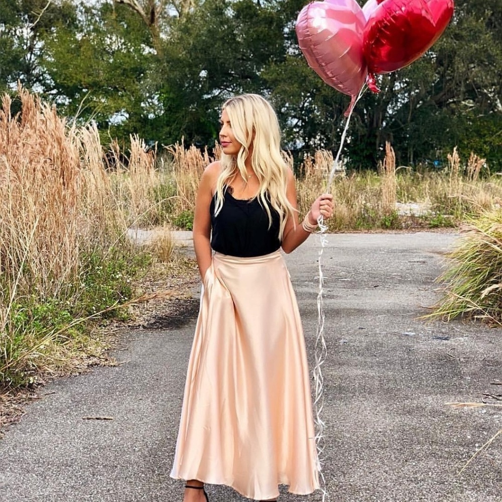 Blush satin maxi